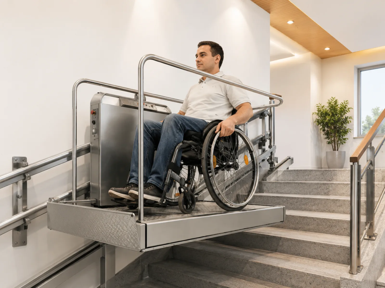 Plateforme élévatrice pour fauteuil roulant dans un escalier